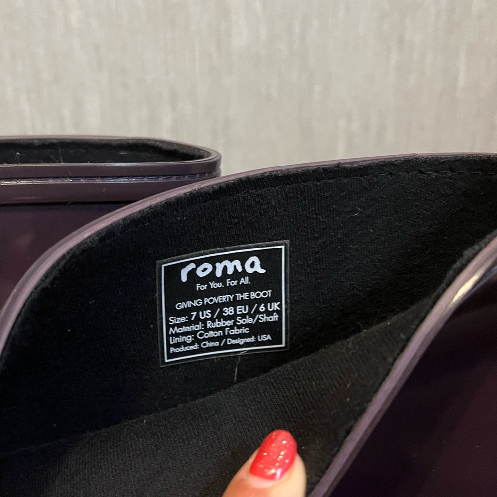 Roma EMMA Tall Vegan Rain Boots Purple size 7 - Picture 8 of 16